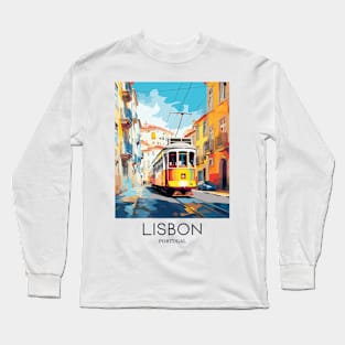 A Pop Art Travel Print of Lisbon - Portugal Long Sleeve T-Shirt